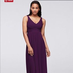 BRIDESMAID LONG MESH DRESS WITH COWL BACK DETAIL
